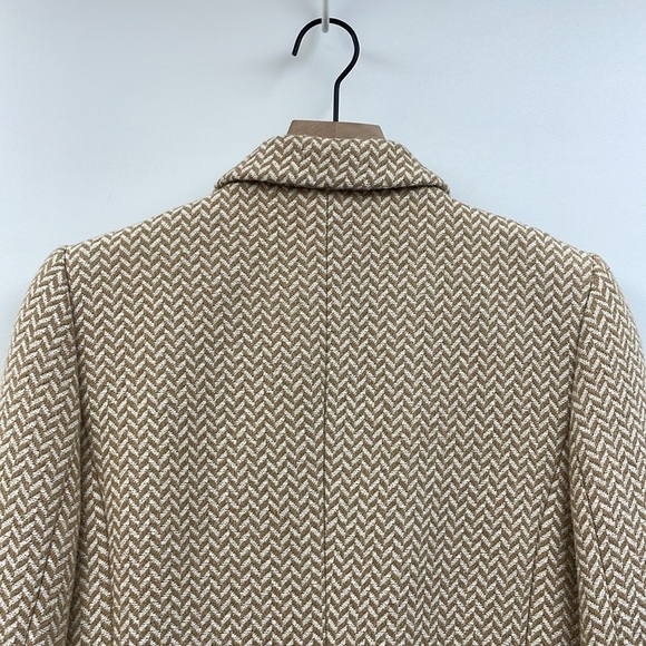 Anine Bing Tweed Fishbone Herringbone Double Breasted Blazer Jacket Tan Small - Picture 9 of 15